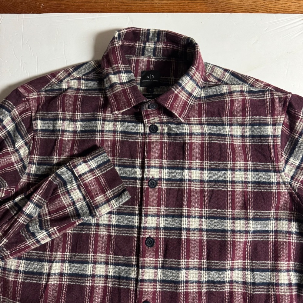 AX Armani Exchange Mens Plaid Flannel Long‎ Sleeve Button Up Shirt Size M